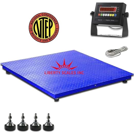 Liberty LS-800-3x3 NTEP Certified (Legal for Trade) Heavy Duty Industrial Floor Scale | 36" x 36" | Capacity of 5000 lbs x 1 lb Blue