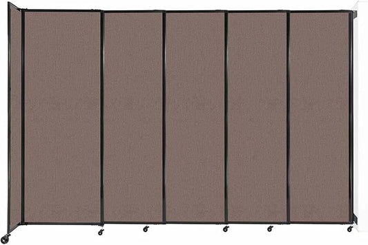 Wall-Mounted Sliding StraightWall Room Divider | Adjustable Widths | Locking Wheels | Room Separator | Up to 11'3" Wide x 7'6" Tall Latte Fabric Panels