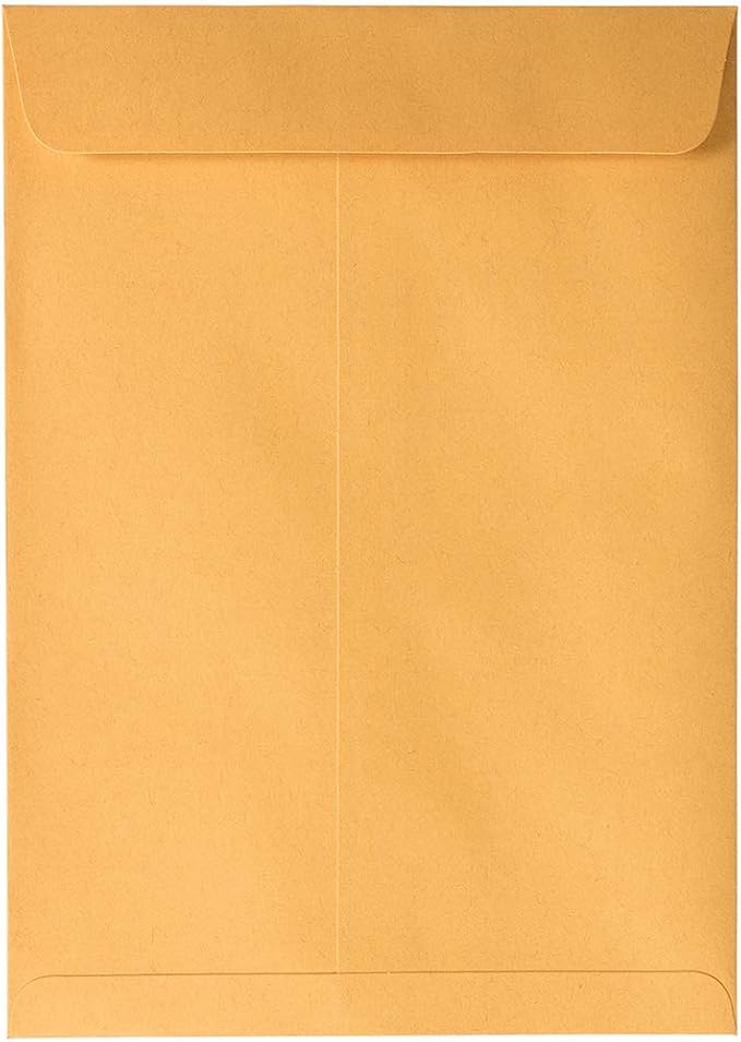 JAM PAPER 7 1/2 x 10 1/2 Open End Catalog Envelopes with Peel and Seal Closure - Brown Kraft Manila - Bulk 250/Box