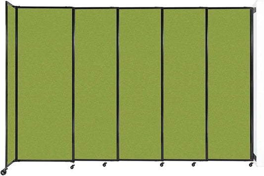 Wall-Mounted Sliding StraightWall Room Divider | Adjustable Widths | Locking Wheels | Room Separator | Up to 11'3" Wide x 7'6" Tall Lime Green Fabric Panels