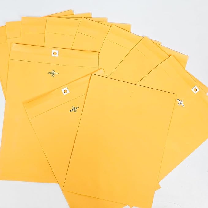 9” x 12” Clasp Envelopes with Gummed Seal Brown Pack of 30