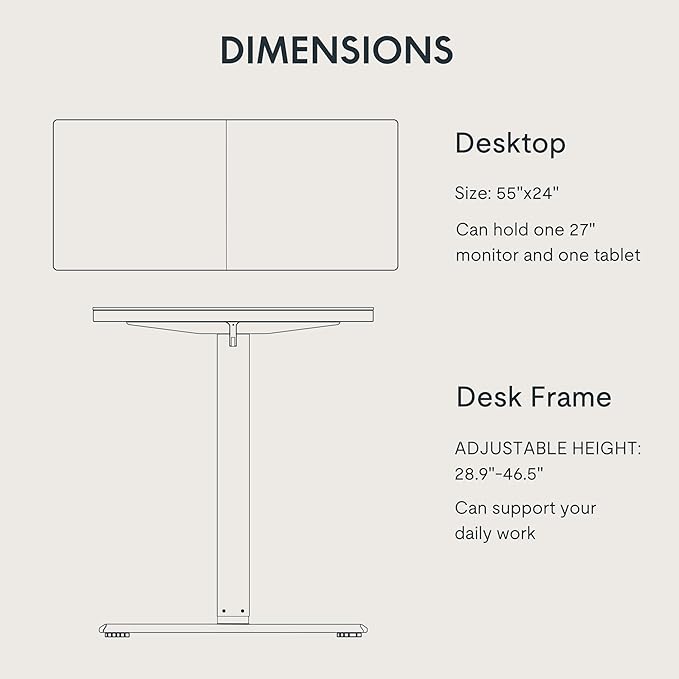 FLEXISPOT Standing Desk 55 x 24 Inch Adjustable Height Desk Home Office Computer Workstation Sit Stand Desk, White Top + White Frame