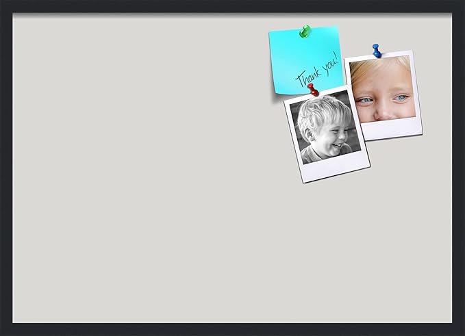 PinPix 34x24 Inch Cork Bulletin Board. This Decorative Framed Pin Board Comes with Light Stone Design and a Satin Black Frame. Ideal for Home Office Decor or Message Board (PinPix-1809)