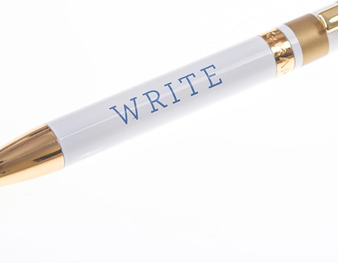 Graphique Chambray Fashion Pen, 5.5" Refillable Black Ink Ballpoint w/Write Quote & Matching Gift Box, Makes a Beautiful, Unique Gift