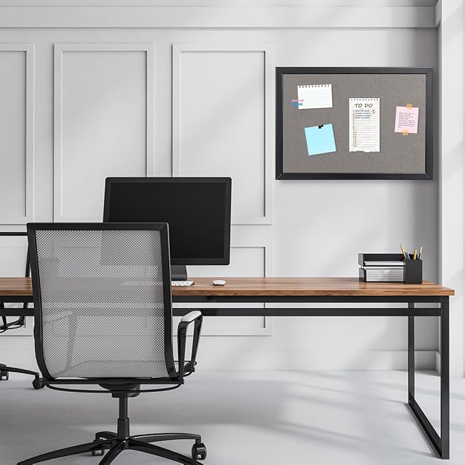 Gideal Bulletin Board 36 x 48 Inch, 100% Wood Framed Canvas Cork Board with Grey Fabric, Wall Mounted Notice Board for Home Office School, 2 Pack