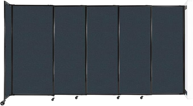 Wall-Mounted Sliding StraightWall Room Divider | Adjustable Widths | Locking Wheels | Room Separator | Up to 11'3" Wide x 6' Tall Blue Spruce Fabric Panels