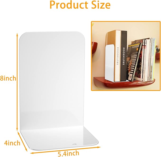 VFINE White Metal Bookends: 2 Pairs for Heavy Books and Shelves
