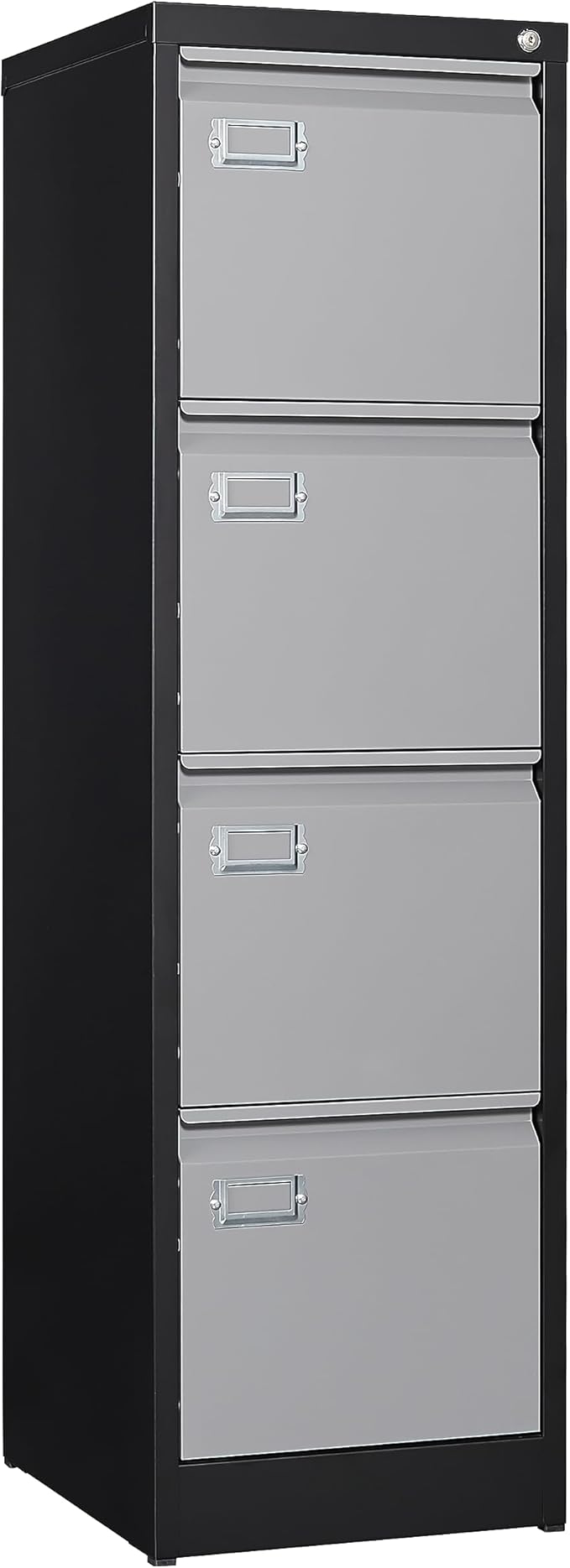 4 Drawer File Cabinet with Lock Metal Vertical Filing Cabinet Office Home Lateral File Cabinet for A4 Legal/Letter Size,Assembly Required (Black Gray, 4 Drawers-Vertical)