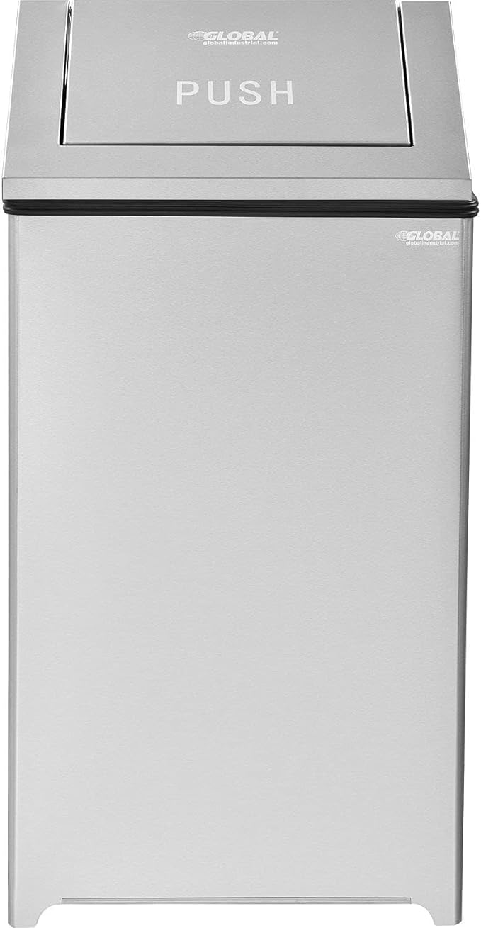 Global Industrial 40 Gallon Stainless Steel Swing Top Receptacle
