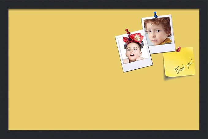 PinPix 22x14 Inch Cork Bulletin Board. This Decorative Framed Pin Board Comes with Honey Pastel Design and a Satin Black Frame. Ideal for Home Office Decor or Message Board (PinPix-1810)