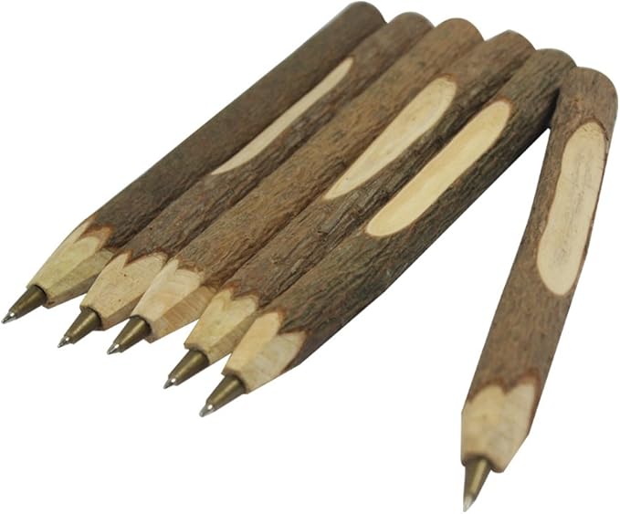 Handmade Wooden Ballpoint Pen Creative Original Ecological Wood Pen Short Style (about 5 inches, 13 cm) - 12 pcs