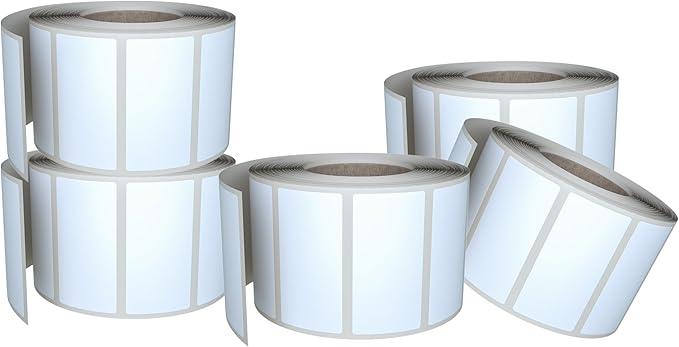 Small Color Coding Sticker Roll 1.57" x 0.75", 5 Rolls- 2500-Pack, Rectangular Organizing Labels 40mmx19mm (White) by Royal Green
