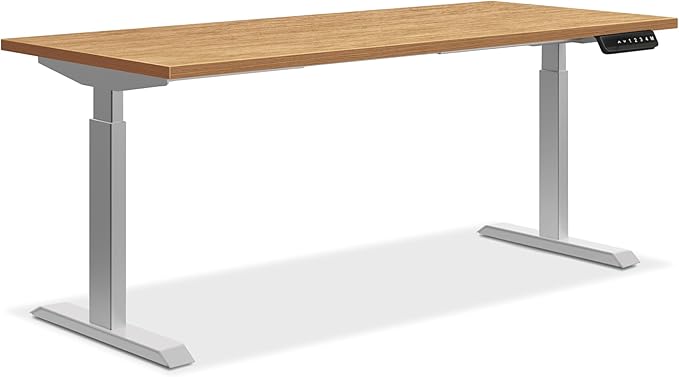 HON Coze Electric Standing Desk Adjustable Height, Coordinate Height Adjustable Desk, 54", Natural Recon Top, Silver Base
