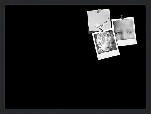 PinPix 30x22 Inch Cork Bulletin Board. This Decorative Framed Pin Board Comes with Solid Black Design and a Satin Black Frame. Ideal for Home Office Decor or Message Board (PinPix-622)