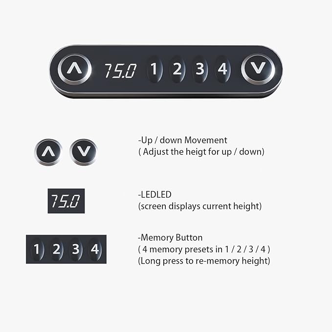 Electric Height Adjustable Standing Desk, 63 x 30inches Height Adjustable Computer Desk Sit Stand Desk Home Office Desks with Splice Board White Frame + White Top