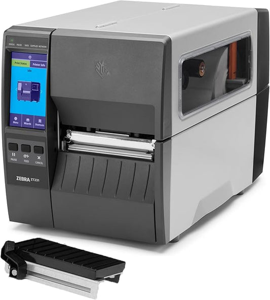 ZEBRA ZT231 300 DPI Thermal Transfer Industrial Printer, ZT231 Upgraded Version of ZT230 Printer, Print Width 4 in Ethernet Bluetooth Serial USB, Includes: Touch Display, Tear Bar