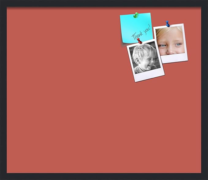 PinPix 28x24 Inch Cork Bulletin Board. This Decorative Framed Pin Board Comes with Crimson Pastel Design and a Satin Black Frame. Ideal for Home Office Decor or Message Board (PinPix-1807)