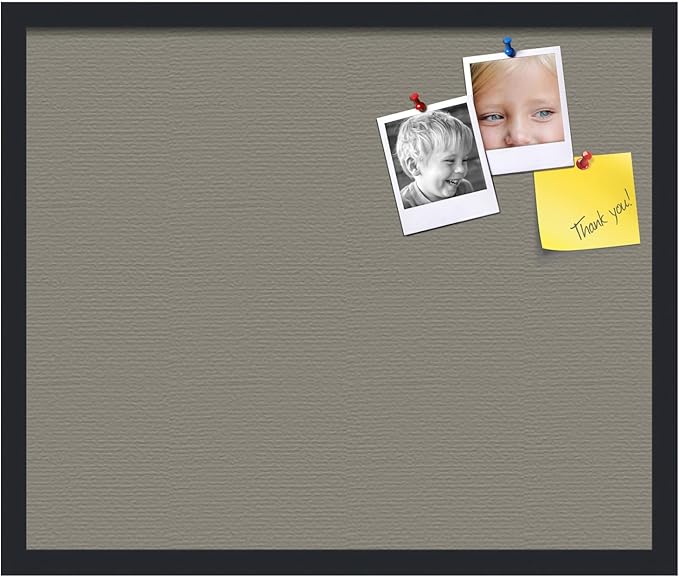 PinPix 24x20 Inch Cork Bulletin Board. This Decorative Framed Pin Board Comes with Pewter Design and a Satin Black Frame. Ideal for Home Office Decor or Message Board (PinPix-1812)