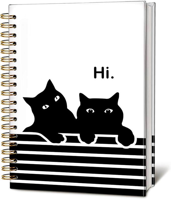 Funny Cat Notebook Journal, Black Cat Spiral Notebook, Black Cat Gifts, Cat Notepad, Cat Stationary, Gifts for Cat Lovers, College Ruled Spiral Notebook 80 Sheets -160 Pages 5.5x8.3 Inch