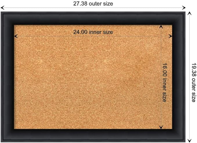 Amanti Art Natural Cork Board for Wall, 19x27 Vision Board with Black Wood Frame, Medium Corkboard Office Decor for Home Organization, Modern Contemporary Corkboard Pinboard to display items for home