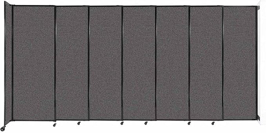 Wall-Mounted Sliding StraightWall Room Divider | Adjustable Widths | Locking Wheels | Room Separator | Up to 15'6" Wide x 7'6" Tall Charcoal Gray Fabric Panels