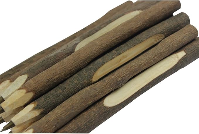 Handmade Wooden Ballpoint Pen Creative Original Ecological Wood Pen Long Style (about 6.7 inches, 17 cm) - 12 pcs