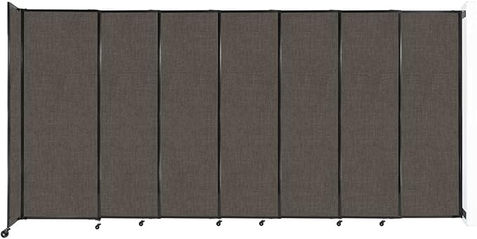 Wall-Mounted Sliding StraightWall Room Divider | Adjustable Widths | Locking Wheels | Room Separator | Up to 15'6" Wide x 7'6" Tall Mocha Fabric Panels