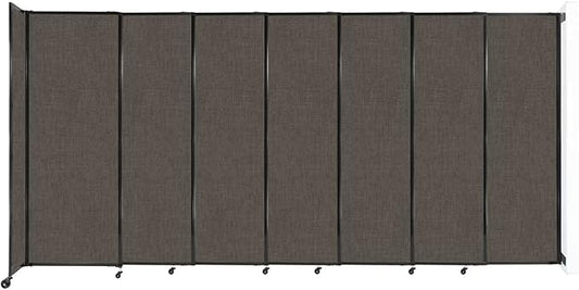 Wall-Mounted Sliding StraightWall Room Divider | Adjustable Widths | Locking Wheels | Room Separator | Up to 15'6" Wide x 7'6" Tall Mocha Fabric Panels