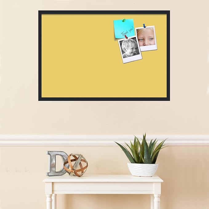 PinPix 36x24 Inch Cork Bulletin Board. This Decorative Framed Pin Board Comes with Honey Pastel Design and a Satin Black Frame. Ideal for Home Office Decor or Message Board (PinPix-1810)