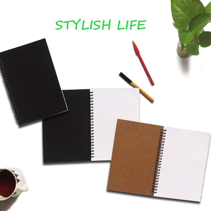 Spiral Journal, 3Pack Spiral Notebooks, Thick Blank Paper 120 Pages Sketchbook, Notepad&Daily Planners (Khaki)
