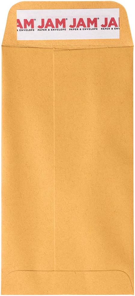 JAM PAPER #7 Coin Business Envelopes with Peel and Seal Closure - 3 1/2 x 6 1/2 - Brown Kraft Manila - 100/Pack