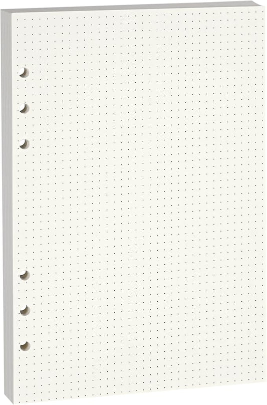 A5 Dot-Ruled Refill Paper, 100gsm Thick Beige No-Bleed Sheets (80-Pack), Pre-Punched – Fits A5 6-Ring Binders for Office, School & Teachers