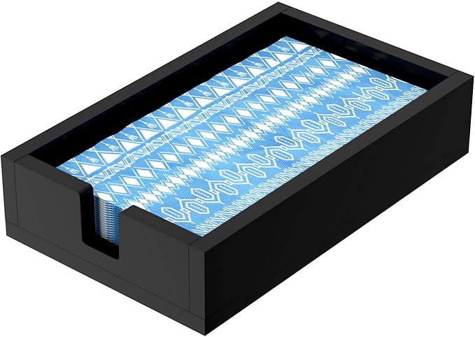 HIIMIEI Acrylic Napkin Holder for Bathroom, Black Acrylic Guest Towel Holder, Bathroom Napkins Guest Disposable Holder, Hand Towel Tray for Kitchen, Parties, Weddings, Party, Hotel, Restaurant（Black）