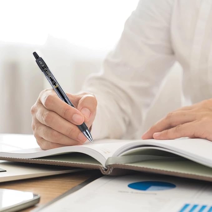 G2 Retractable Premium Gel Ink Roller Ball Pens Ultra Fine Point (.38mm) Black/Blue/Red Ink 9 pack; Refillable & Premium Comfort Grip Bundle with Plastic Reusable Pouch