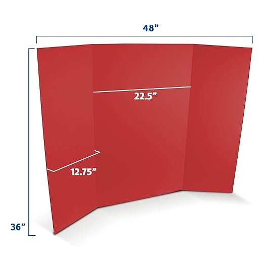 Flipside Products 36” x 48” Foam Project Boards for Presentations, Science Fair, School Projects, Event Displays and Trifold Picture Board - Red - 3 Pack