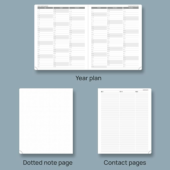 POPRUN Weekly Planner 2026 (Large 8.5" x 10.5") Calendar 12 Months Notebook with Horizontal Layout, Leather Soft Cover, Monthly Tabs, Inner Pocket, 100GSM Thick Paper, Pen Holder - Lilac