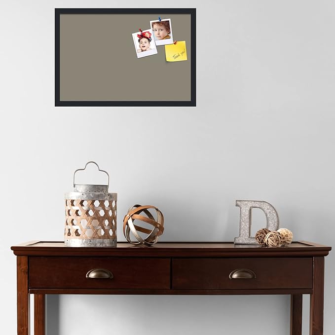 PinPix 24x16 Inch Cork Bulletin Board. This Decorative Framed Pin Board Comes with Pewter Design and a Satin Black Frame. Ideal for Home Office Decor or Message Board (PinPix-1812)