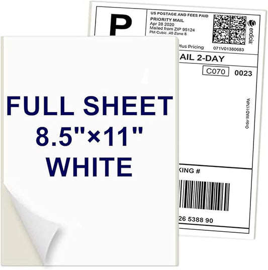 Coopaty Full Sheet Address Labels for Laser/Inkjet Printers, White, 8.5" x 11" Shipping Label, 1000 Labels