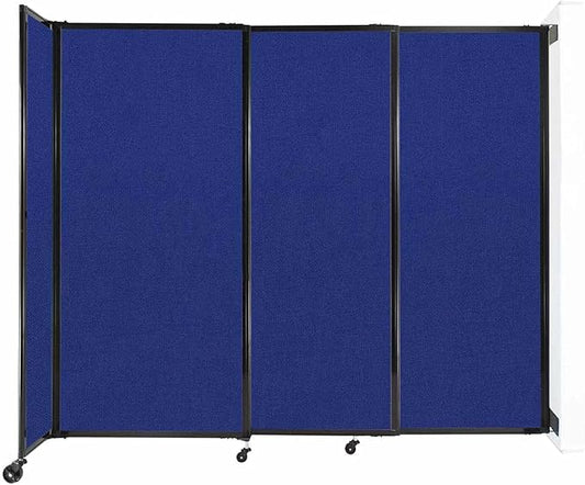 Wall-Mounted Sliding StraightWall Room Divider | Adjustable Widths | Locking Wheels | Room Separator | Up to 7'2" Wide x 6' Tall Royal Blue Fabric Panels
