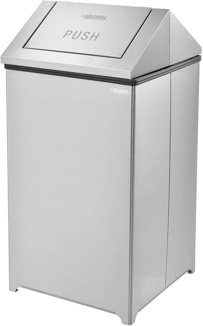 Global Industrial 40 Gallon Stainless Steel Swing Top Receptacle