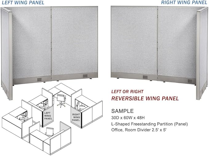GOF Freestanding L Shaped Office Partition, Large Fabric Room Divider Panel, 36" D x 96" W x 48" H