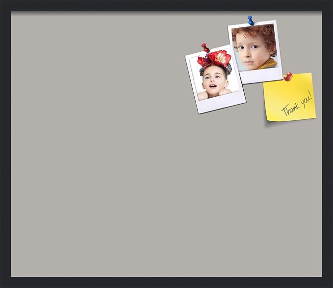 PinPix 28x24 Inch Cork Bulletin Board. This Decorative Framed Pin Board Comes with Dark Stone Design and a Satin Black Frame. Ideal for Home Office Decor or Message Board (PinPix-1808)