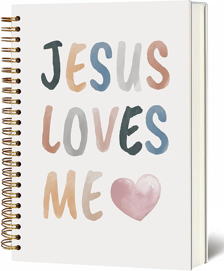 Bible Notebook, A5 Spiral Christian Journal with Floral Pink Butterfly Notebook, Jesus Loves Me, Inspirational Notebooks for Women, Bible Study, Gift for Birthday Christmas