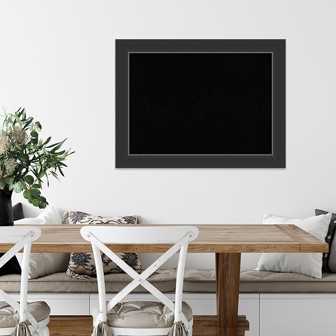 Amanti Art Black Cork Board for Wall, 25x33 Vision Board with Black Wood Frame, Medium Corkboard Office Decor for Home Organization, Modern Corkboard Pinboard to Display Items for Home Organization