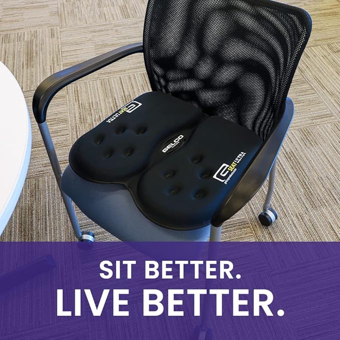 GSeat Ultra Orthopedic Gel and Foam Seat Cushion (Black) – for Coccyx, Back, Tailbone, Prostate, Postnatal, and Sciatica Pain/Discomfort – Office, Car, Chair, Travel