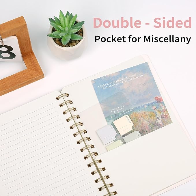 Spiral Notebook - Lined 160 Pages Journal with Back Pockets for College Journal, Twin-Wire Binding Notebook Perfect for Office & Home School Supplies, 3 Pack Set