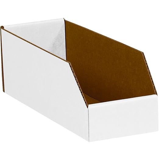 Partners Brand PBINMT512 Open Top Bin Boxes, 5" x 12" x 4-1/2", Oyster White (Pack of 50)