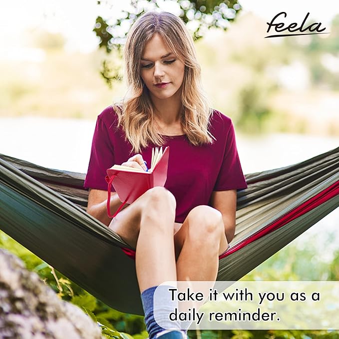 feela 6 Pack Pocket Small Notebooks Bulk, Mini Cute Memo Notepads Hardcover College Ruled Lined Journals with Pen Holder for Women Girls Office School, with 6 Black Pens, 3.5”x 5.5”, A6, Berry