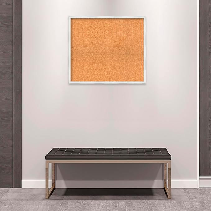 Amanti Art Natural Cork Board for Wall, 27x31 Vision Board with White Frame, Large Corkboard Office Decor for Home Organization, Country Rustic Corkboard Pinboard to Display Items for Home