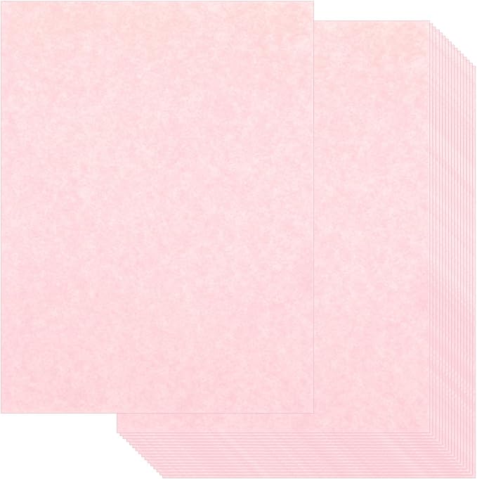 Epakh 200 Sheets Old Age Parchment Paper 8.5 x 11 Inch Standard Letter Vintage Colored Old Parchment Semblance Double Side Printing Paper(Light Pink)